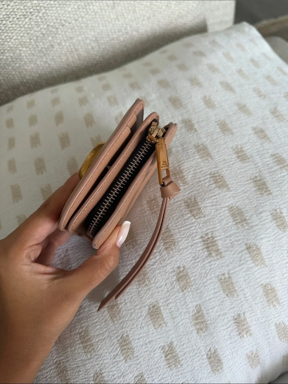 Marc Jacob’s Peach Leather Zip Wallet with Gold Accent